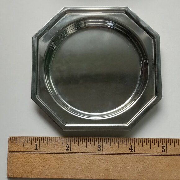 Silver Plate 6 Coasters Set Silverplate Nut Dishes Octagonal Elegance Art Deco - Picture 8 of 8
